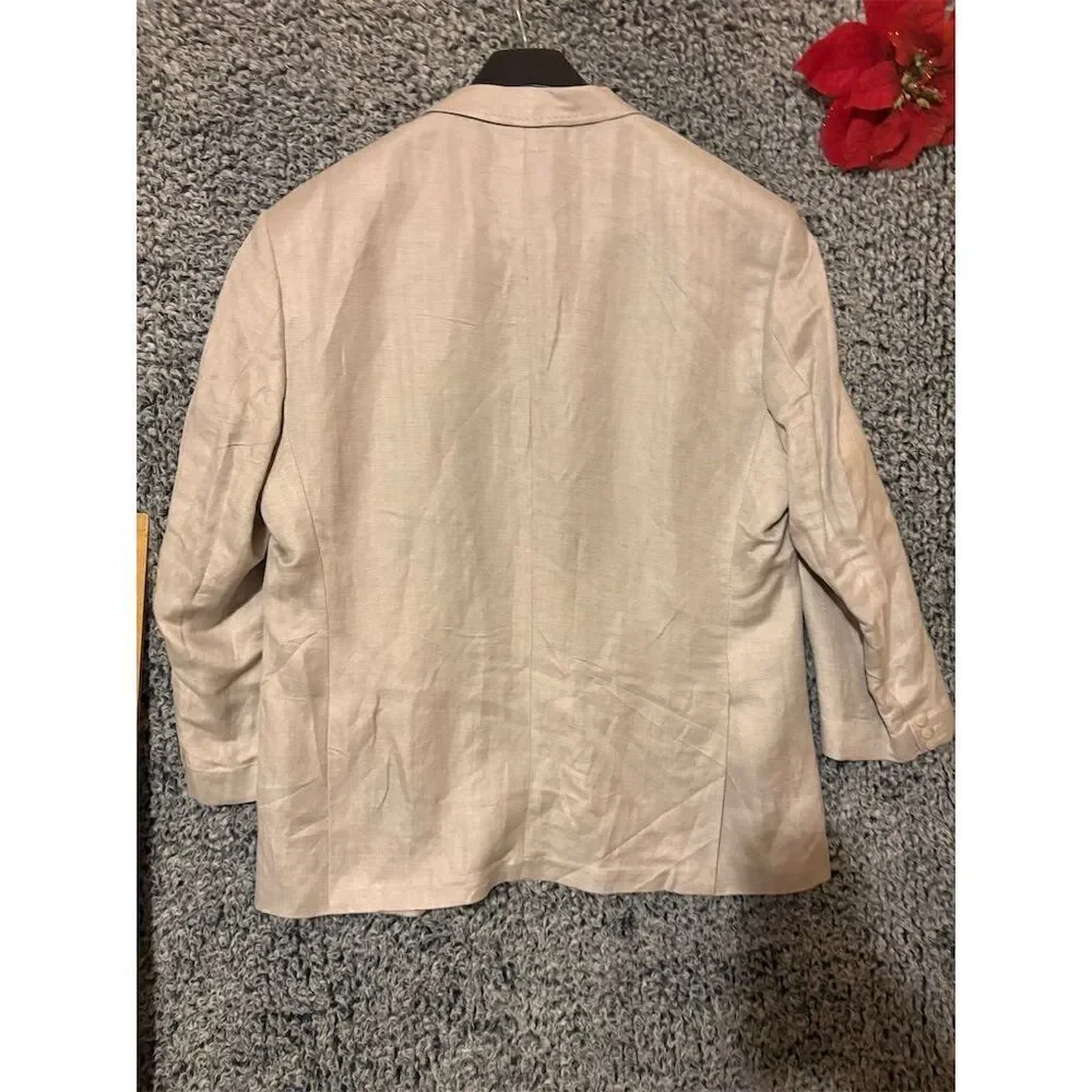 Cubavera Men's Cream Blazer Jacket 50 R Embroidered Button-Up Casual